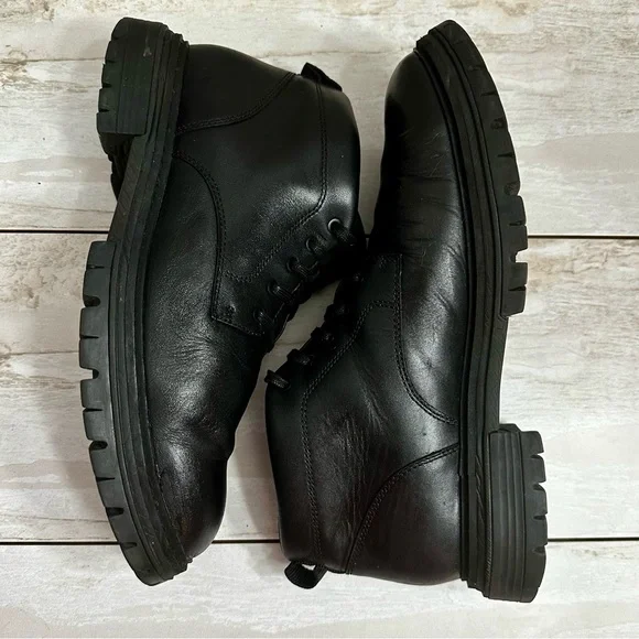 Cole Haan Mens Size 9 Black Leather Tahoe Featherfeel Ankle Lace Up Lug Boots - Picture 7 of 12